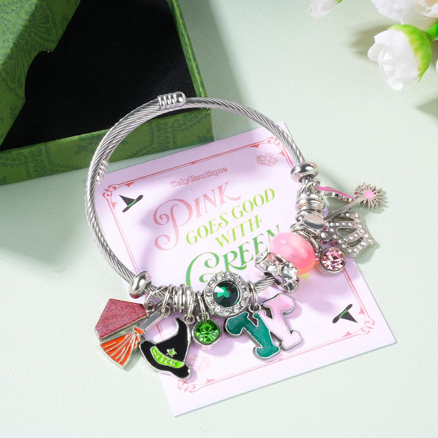 Witch Bracelet, Pink and Green Bracelet, Merch Witch Stuff Gift for Women Galentine's Day Gifts, Witch Jewelry Accessories for Fans - Image 4