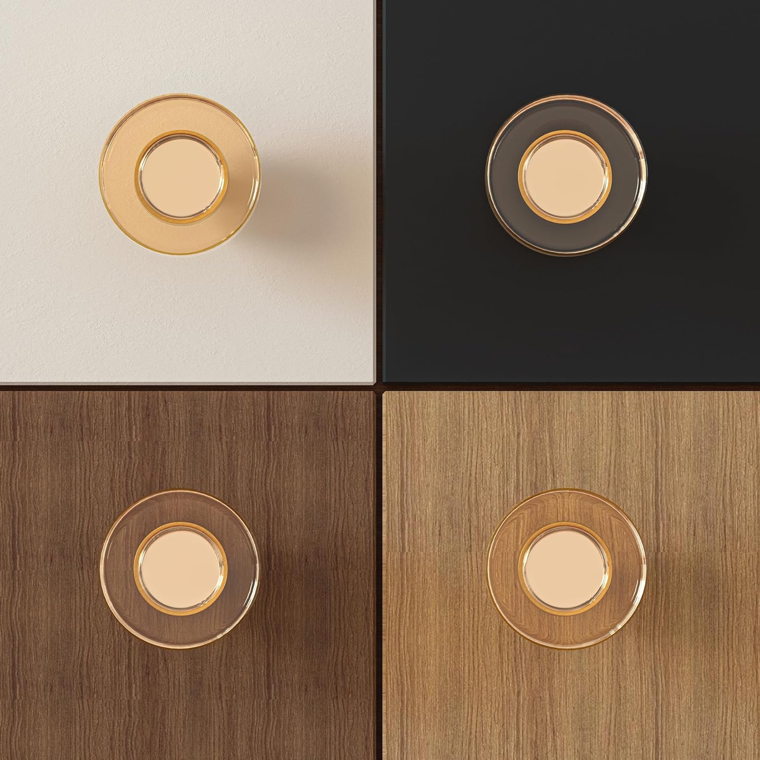 1.38 Inch Champagne Bronze Crystal Cabinet Knobs and Pulls,8 Pack Vintage Round Glass Drawer Knobs for Kitchen Cabinets, Bathroom Vanity, Bedroom Dresser, Closet & Furniture Hardware