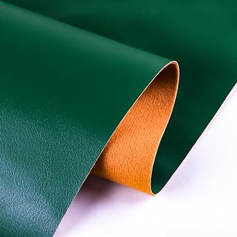 Faux Leather Fabric for Crafts,Soft Synthetic PU Fabric Upholstery Leather DIY Projects for Outdoor Boat Automotive Sewings Sofa Chair, Individual 1 Yards Cut 36" x 54" Dark Green, 1 Yard