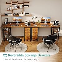 Vista 4 de Lufeiya 47 inch Desk with 4 Drawers & Storage Shelves, Writing Work Study Computer Desk for Home Office Bedroom, Modern Simple Student PC Desks