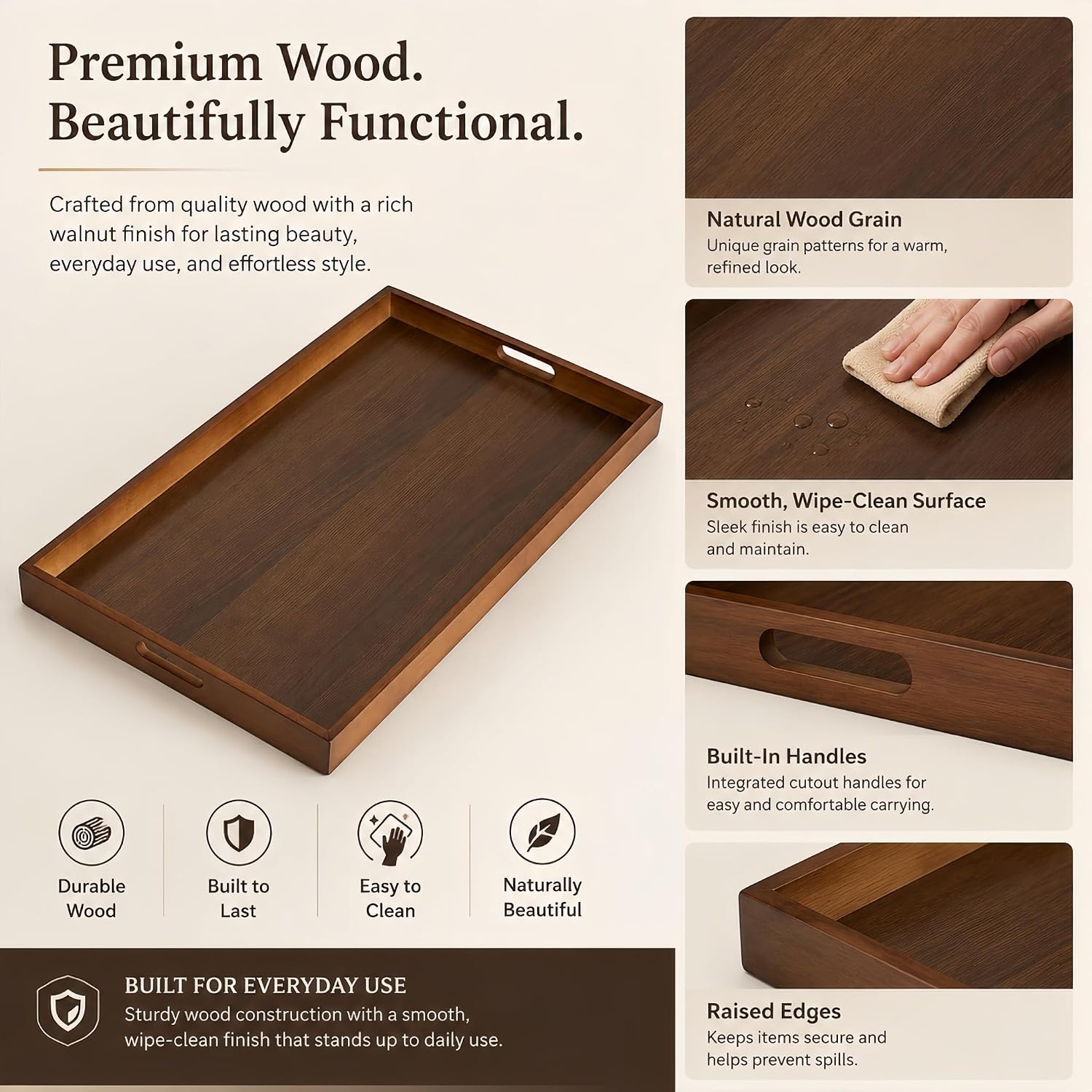 2 Slice Toaster Tray, Solid Wood Crumb Catcher for Under Toaster