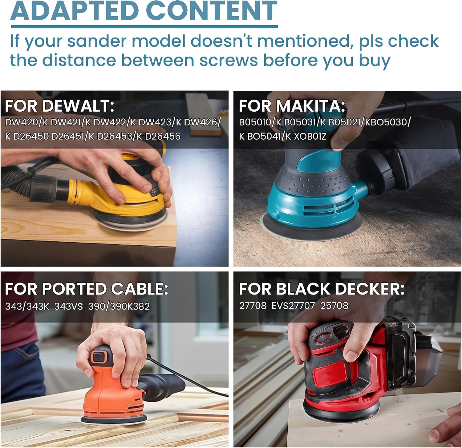 5" 8 Hole Replacement Sander Pad Compatible with Makita, Dewalt Orbital Sander, With 4 Hook & Loop Foam Interface Pads + 30 Ceramic Sanding Discs (60-320 Grit) for Metal/Wood/Paint Removal