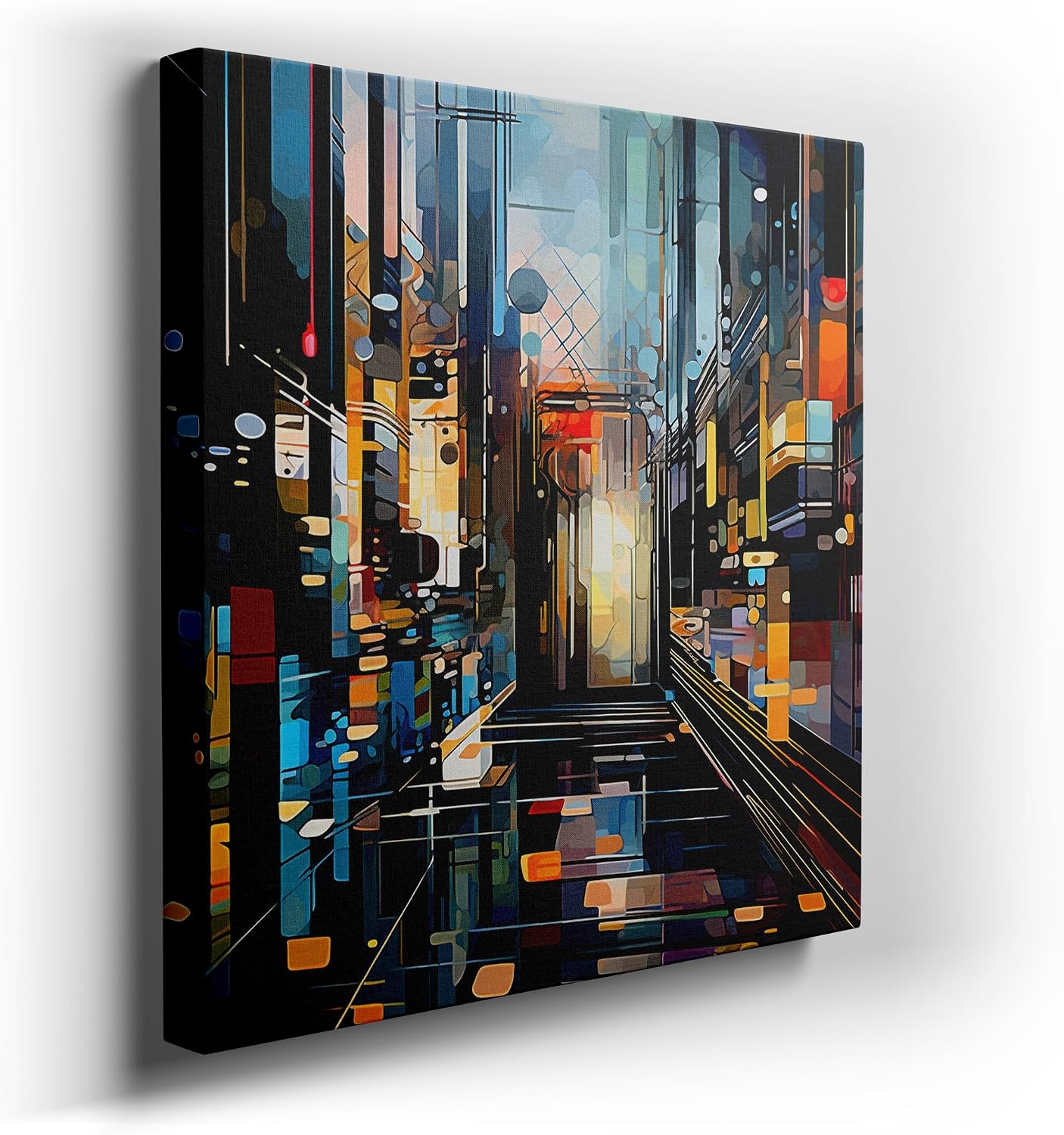 Canvas for Living room. Dawn's Embrace: A Serene Symphony of Color in an Urban Dreamscape, 27 x 18 inch Canvas Wall Art - Contemporary Masterpieces - Inspirational Office Decor - 91x61 cm (36x24 inch)
