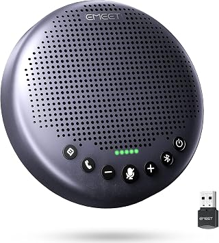 eMeet Luna Plus Speakerphone, Conference, 2023 Upgraded Version, Microphone Speaker, 8 Microphones, 360  Omnidirectional Sound Collection, Noise Canceling, Supports Up to 10 People, Web Conference