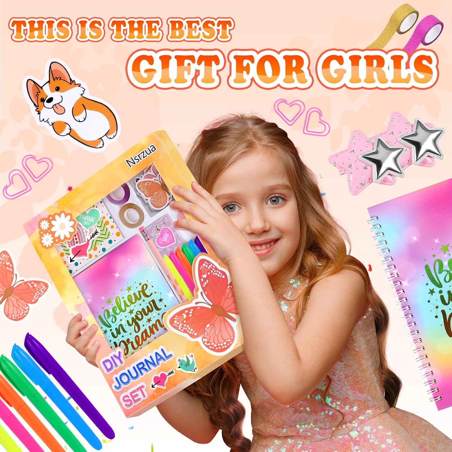 Nsrzua DIY Journal Kit for Girls,Toys for Ages 8-14 and Birthday Gifts for Girls image 5