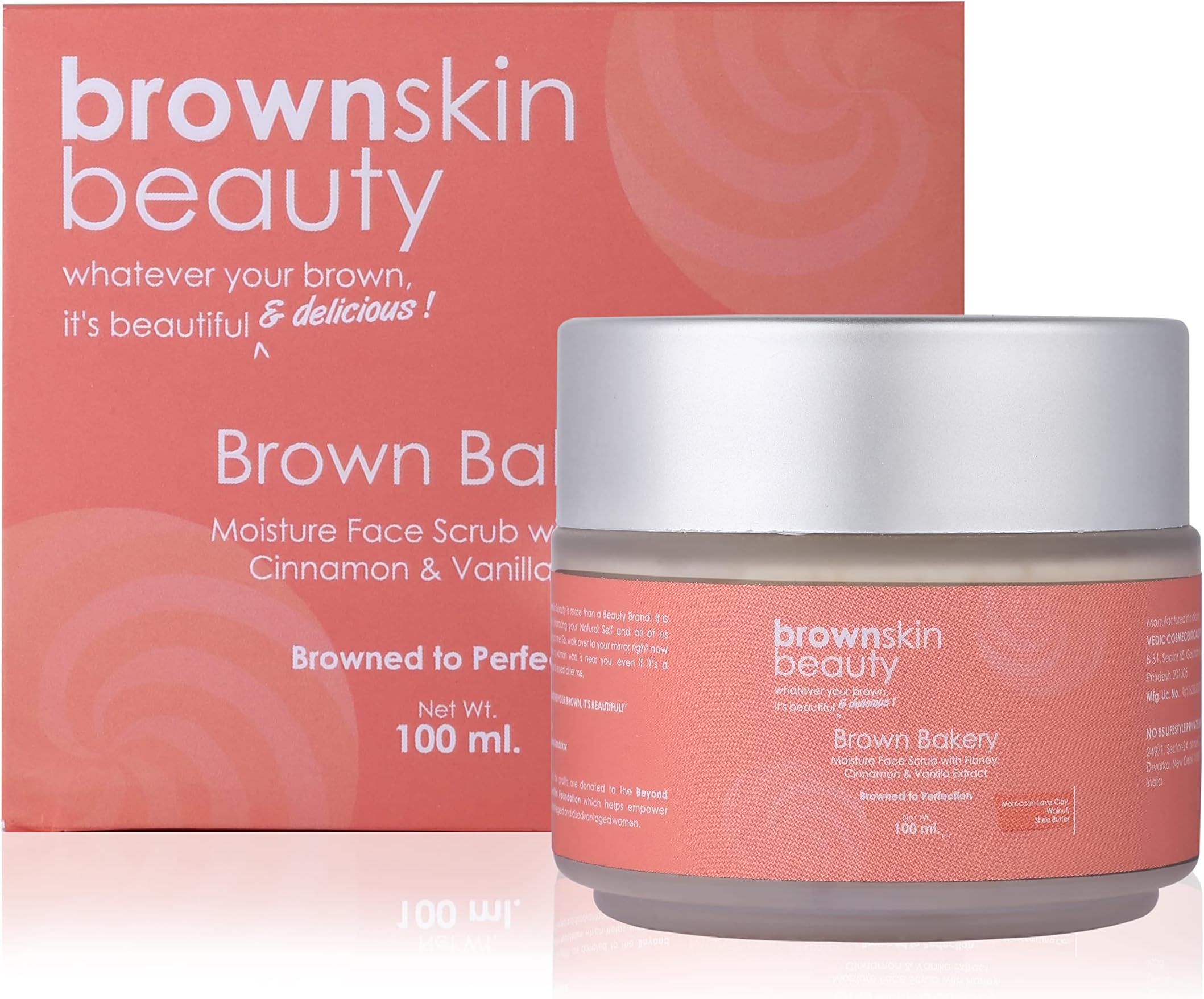 BrownSkin Beauty Brown Bakery Moisture Face Scrub 100ml | All Skin Types | Honey, Vanilla & Cinnamon | Exfoliate & Moisturize