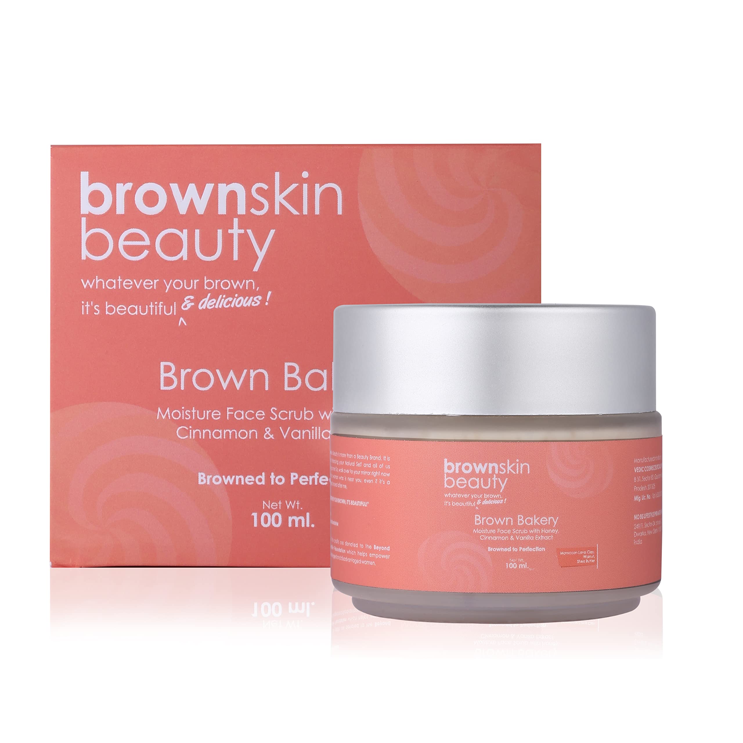 BrownSkin Beauty Brown Bakery Moisture Face Scrub 100ml | All Skin Types | Honey, Vanilla & Cinnamon | Exfoliate & Moisturize
