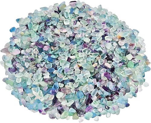 Miniatura 2 de SUNYIK Paquete de 2 piezas de cuarzo de cristal triturado de fluorita y amatista, piedras de forma irregular, 2 libras (32.45 oz)
