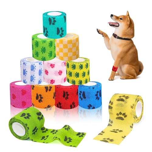 Euablfo 12 Rollos Vendas Autoadhesivas, Vendaje Autoadhesivo, Color Venda Elastica Adhesiva