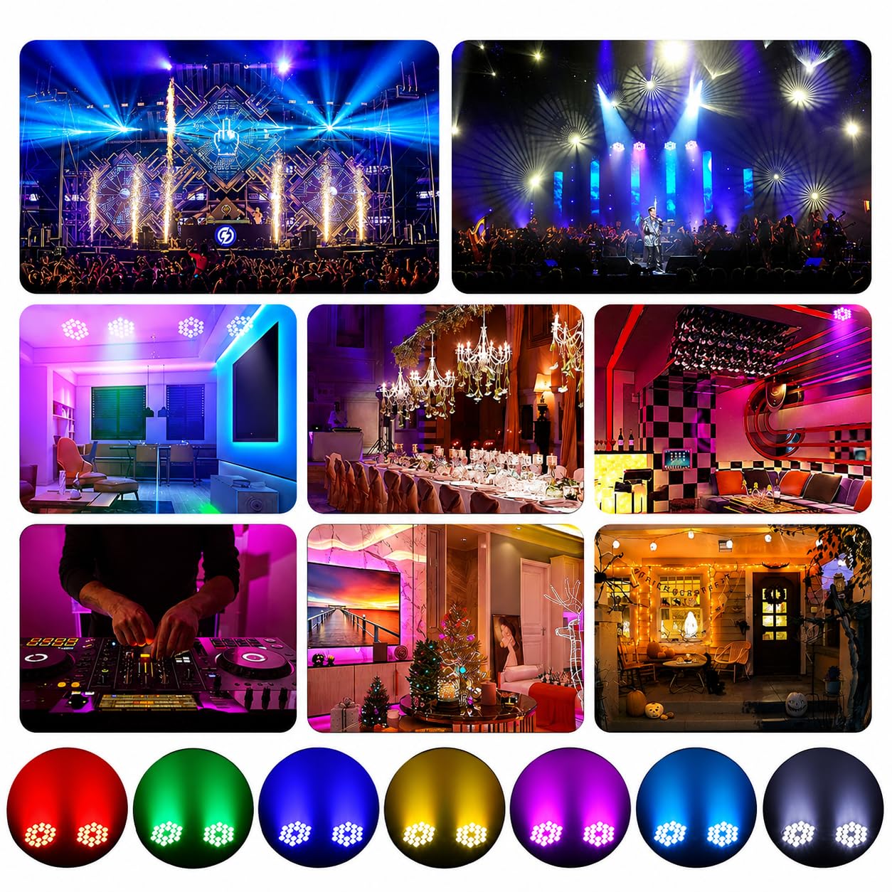 NLIGHTING® PAR LED SLIM RGB-W Faretto Effetti DJ Luci Del Palcoscenico Teatro Discoteca Professionali per Angolo Bar DMX 4in1 Full Color 18x12W Corpo in Metallo