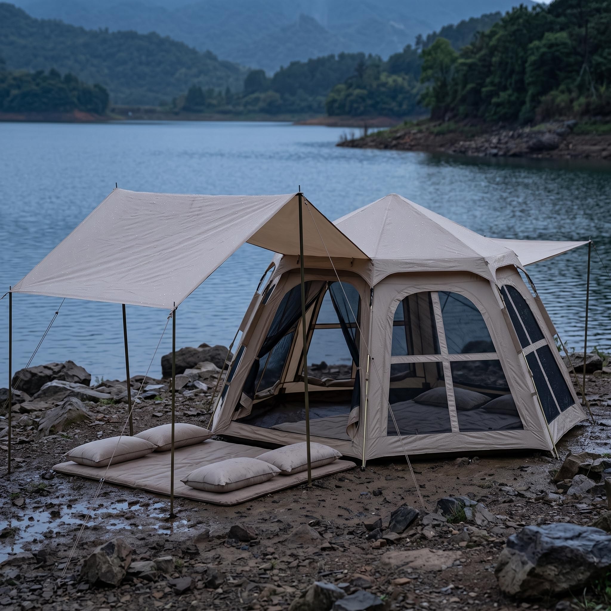 Automatisches Camping Zelt für 2, 3, 4 oder 6 Personen – Wasserdichtes Outdoor Zelt mit -Schutz