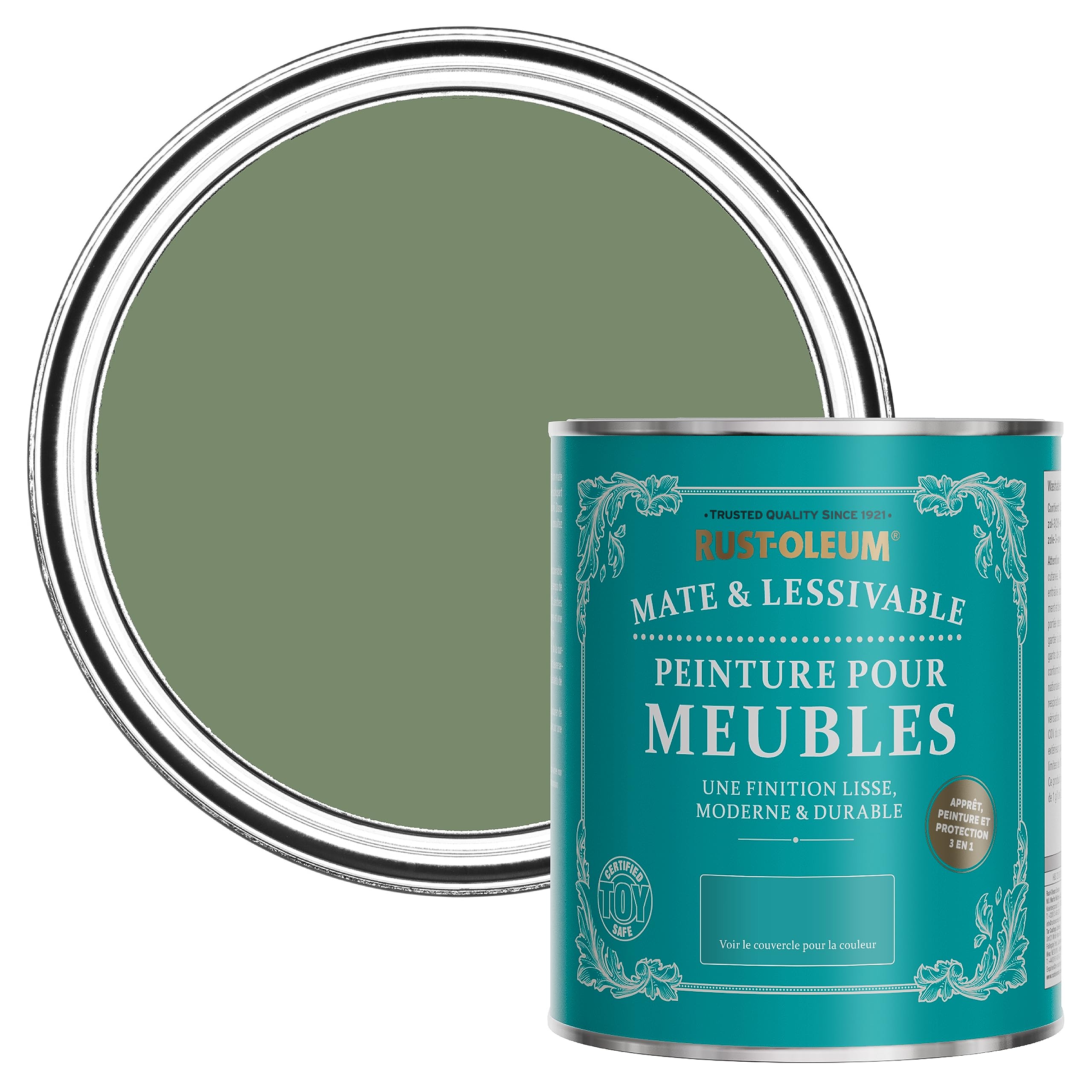 Rust-Oleum Peinture Verte Mate & Lessivable pour Meubles, Finition Mate - Broussaille 750ml