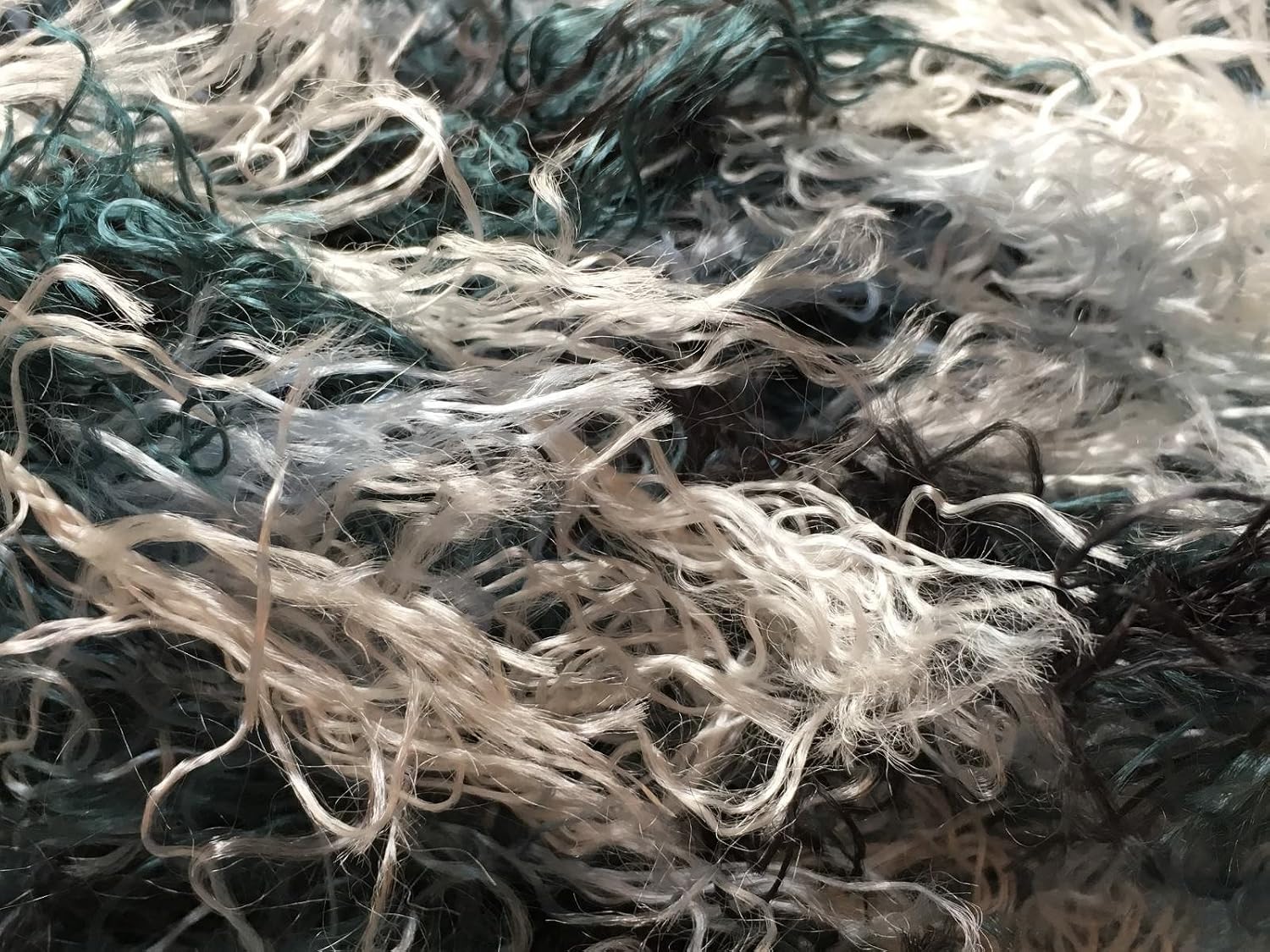 Black White Grey Blue Slate Wavy Eyelash Yarn - Dark Horse Yarns Hairy #33 Stormy Sky 100 Gram
