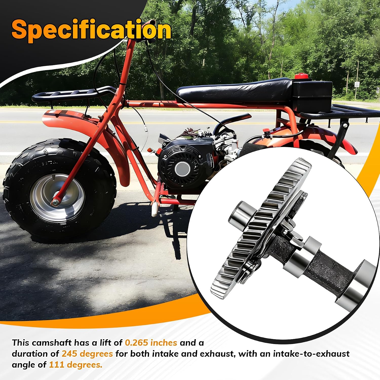 Camshaft Replace for .308 Compatible with Predator 212cc Non-Hemi Engine Minibike Go Kart Performance Parts
