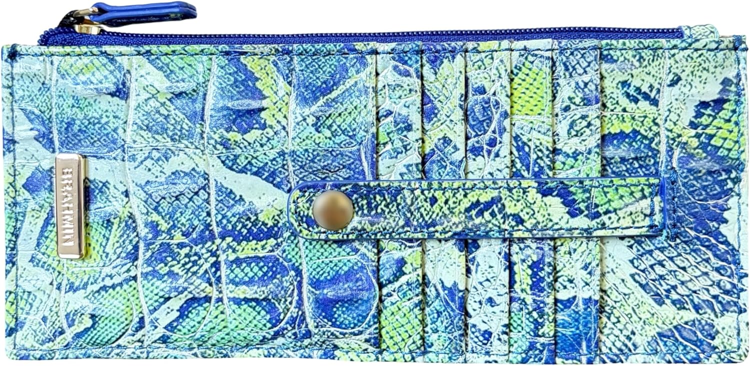 BRAHMIN Women's Credit Card Wallet (Green Assorted - Coastal Python)