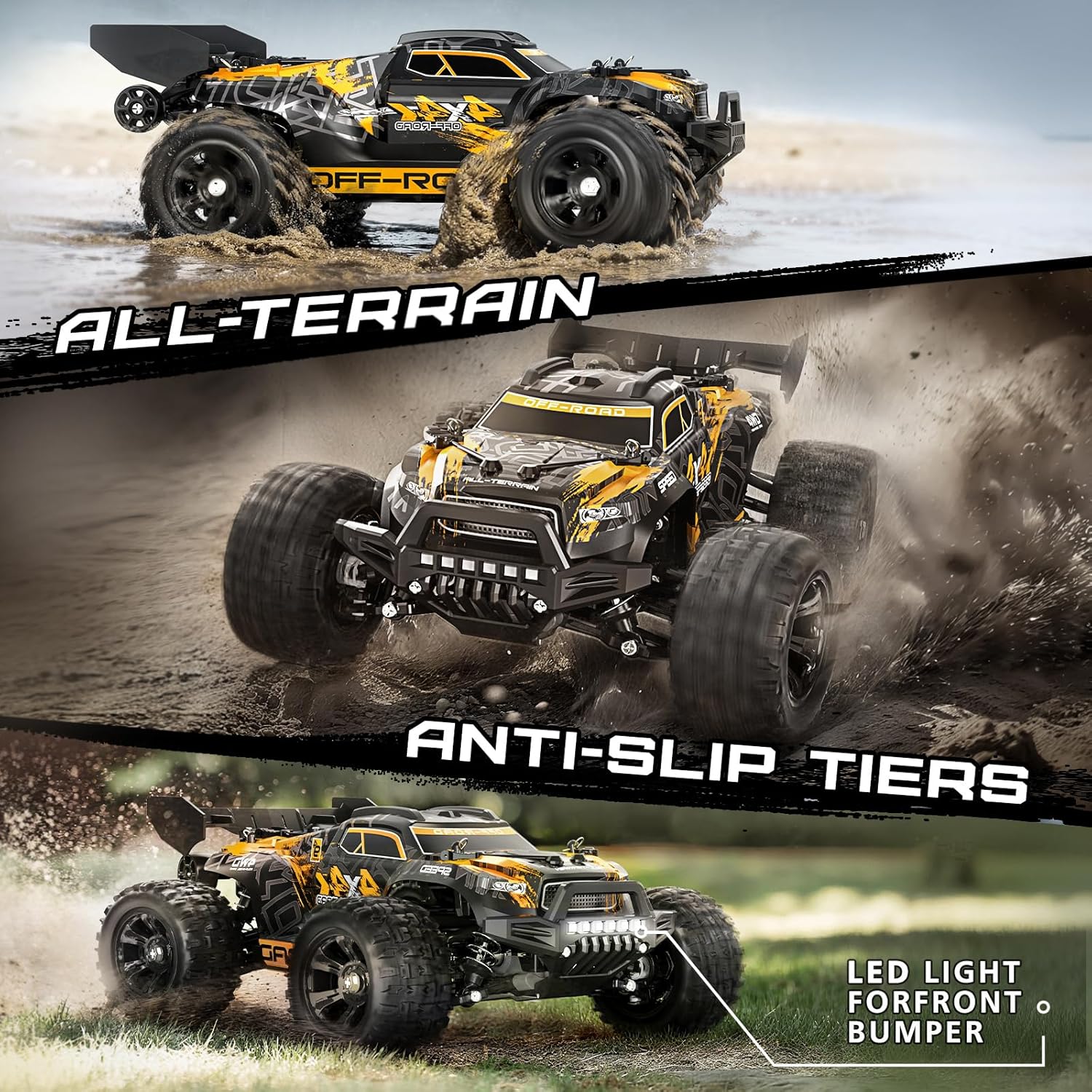 YESHIN 1:18 All Terrain RC Car for Adults, 36KM/H High Speed RC Monster Truck, 4X4 Waterproof Remote Control Car with Two 7.4V 1500mAh Rechargeable Batteries - Image 5