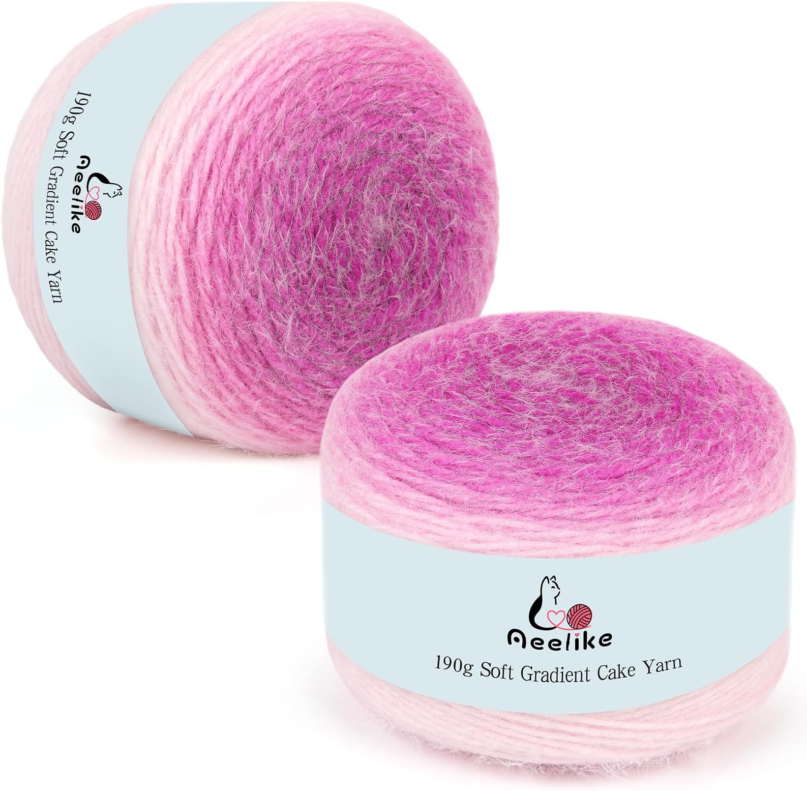 Aeelike Gradient Yarn Cake, 380g Ombre Yarn for Crochet and Knitting, Pink