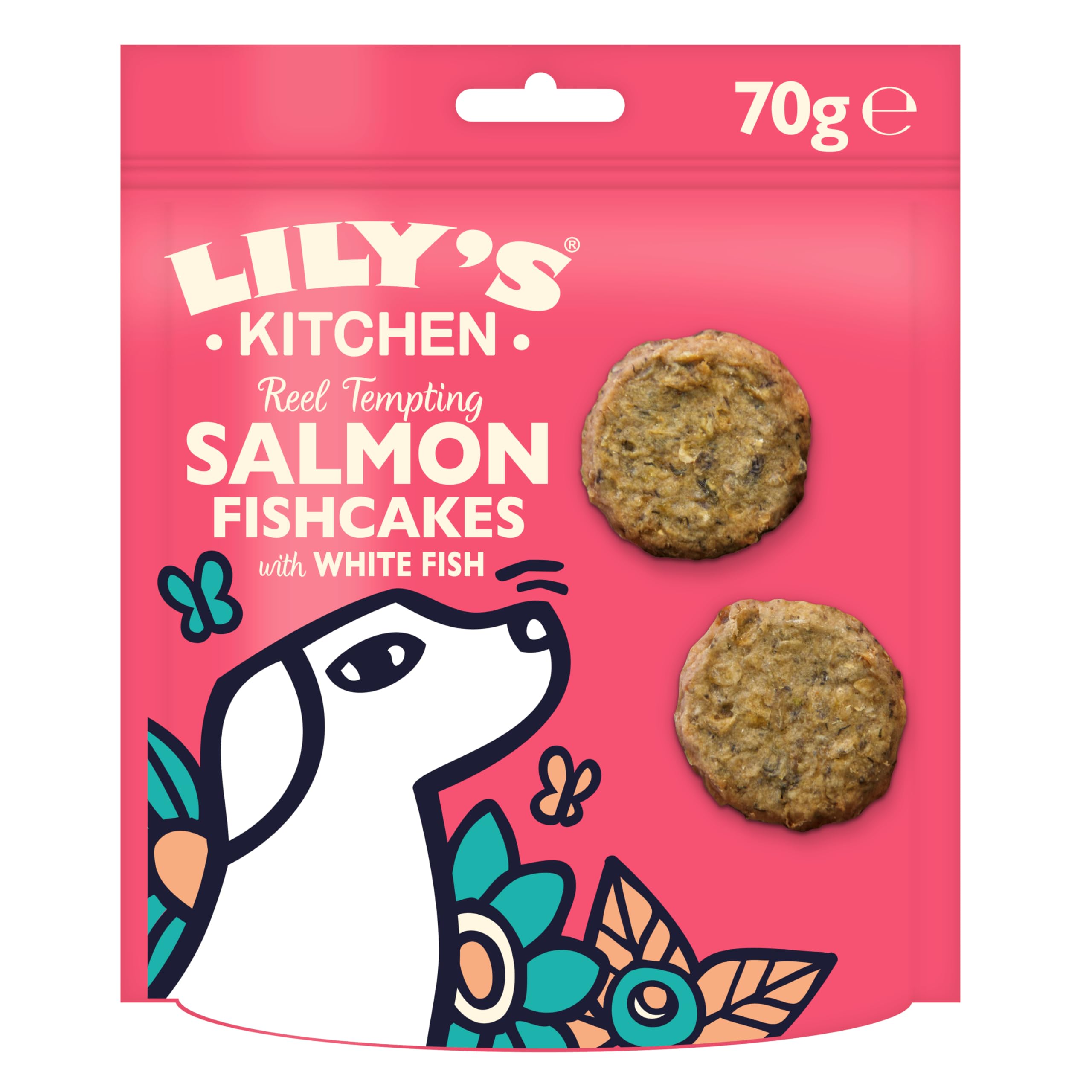Lily's Kitchen Dog Treats – Salmon Fishcakes with Whitefish, (8 x 70g) Packs. For Adult Dogs, Grain-Free Recipe, With Natural Ingredients, Freshly Prepared Fish, Dog Training Treats