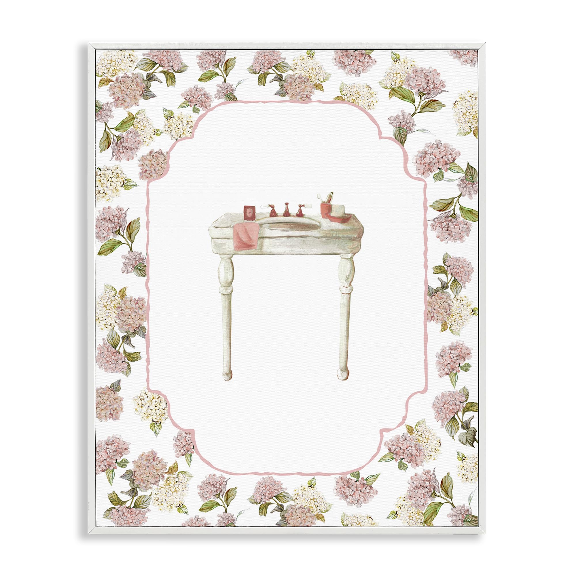 Stupell Industries 'Elegant Hydrangeas Vanity', Framed Giclee Art, White, 16 x 20 Inches, Easy to Hang and Sturdy, Made in USA, by Carol Robinson