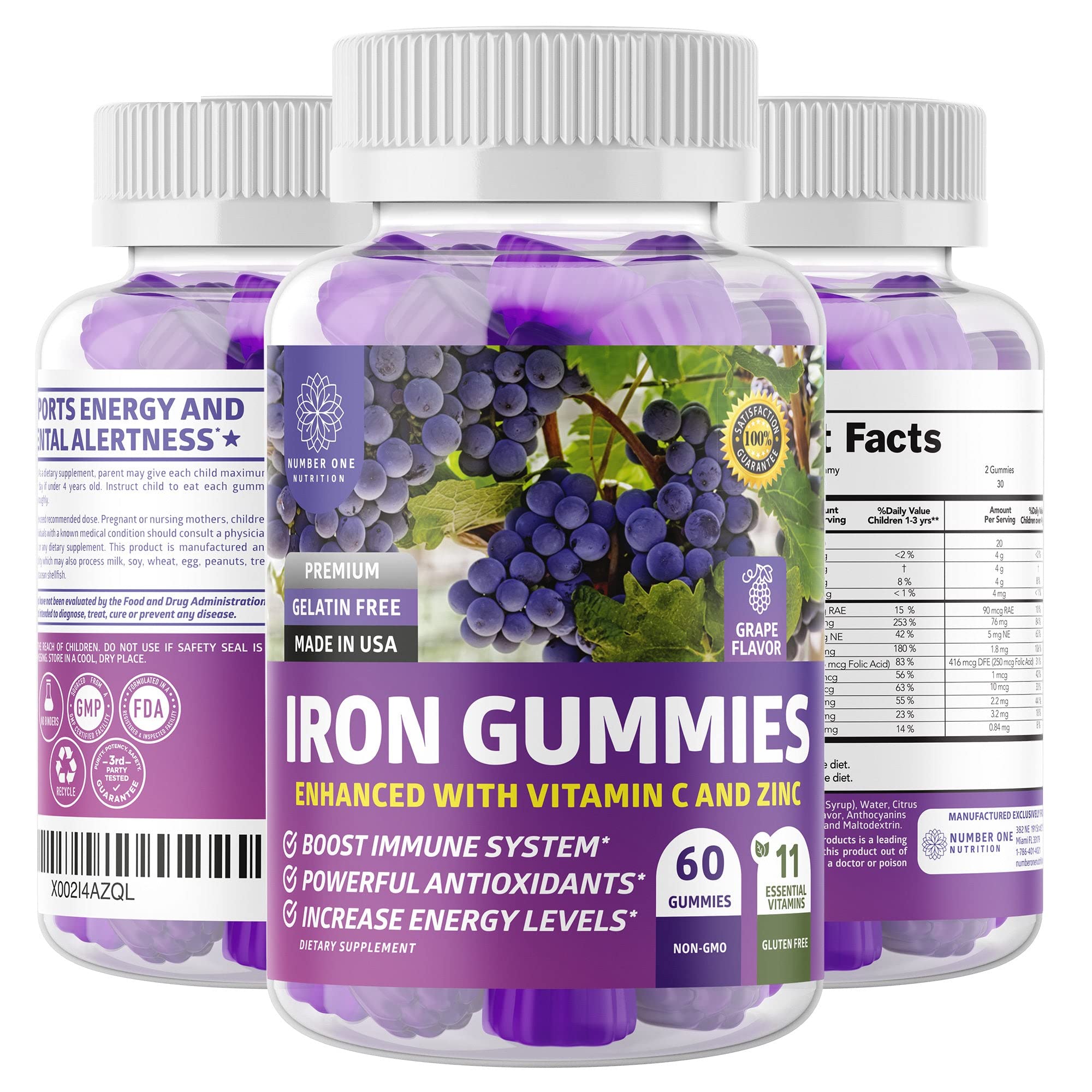 Buy N1N Premium Iron Gummies with Multis for Kids and Adults [11 Powerful Ingredients] All