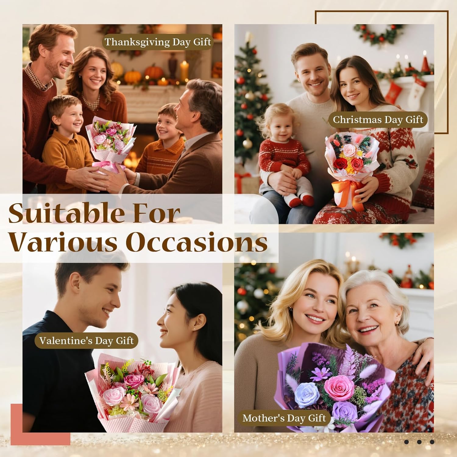 Preserved Flowers Bouquet with Vase Pink Real Roses, Last 1-3 Years Forever Roses, Eternal Flowers Valentine's Day Gifts for Her Women Wife,Mother Day Gift - Image 6