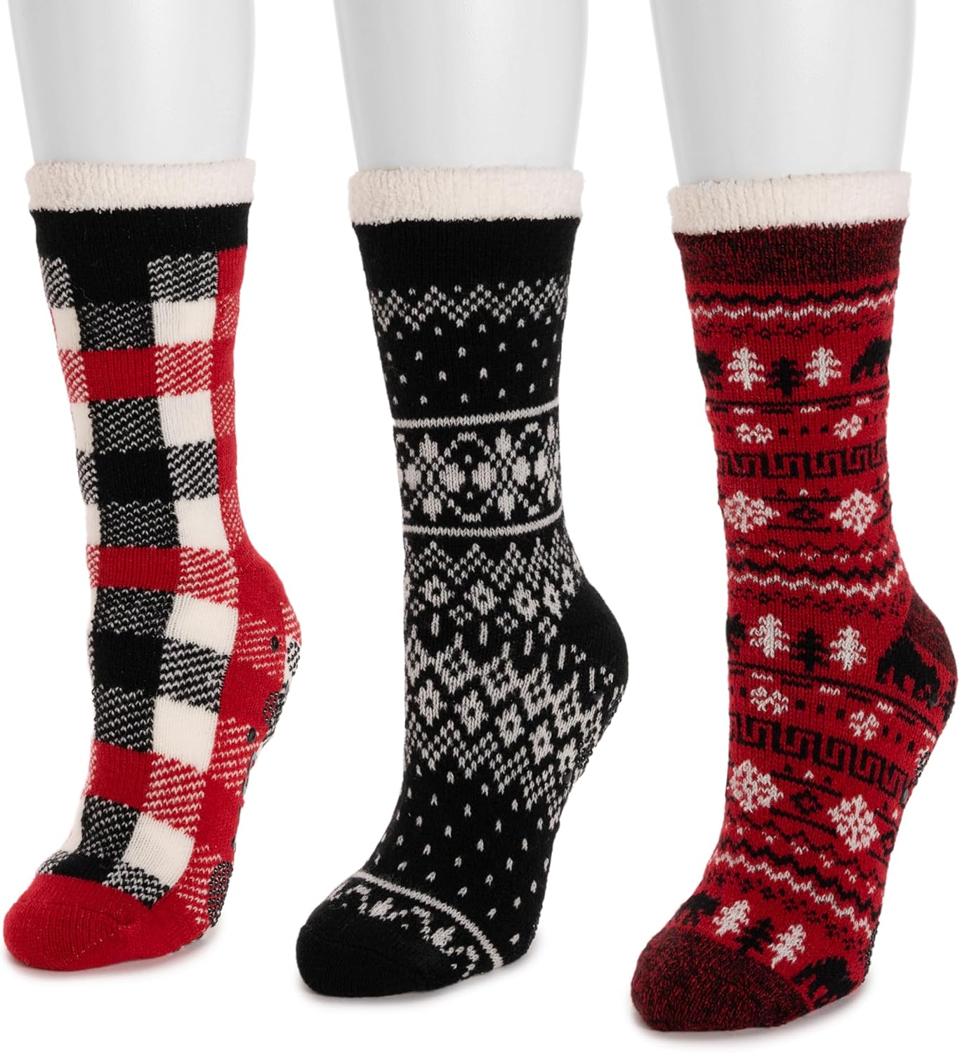 MUK LUKS womens Tall Cozy Lined Lounge Sock 3 Pack - Image 3