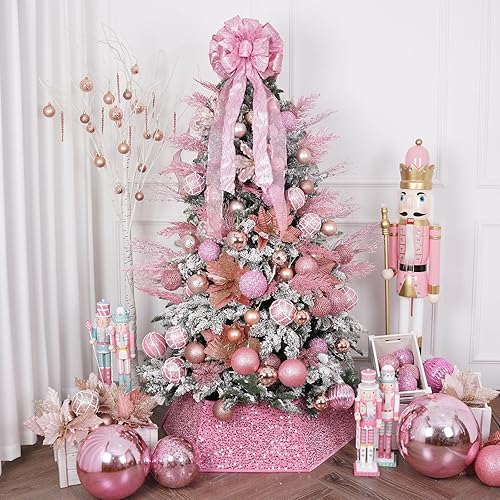 Miniatura 7 de XmasExp 8in Large Christmas Ornaments Christmas Ball Ornaments Giant Tree Decoration Shatterproof Decorative Hanging Balls for Holiday Party Rosa