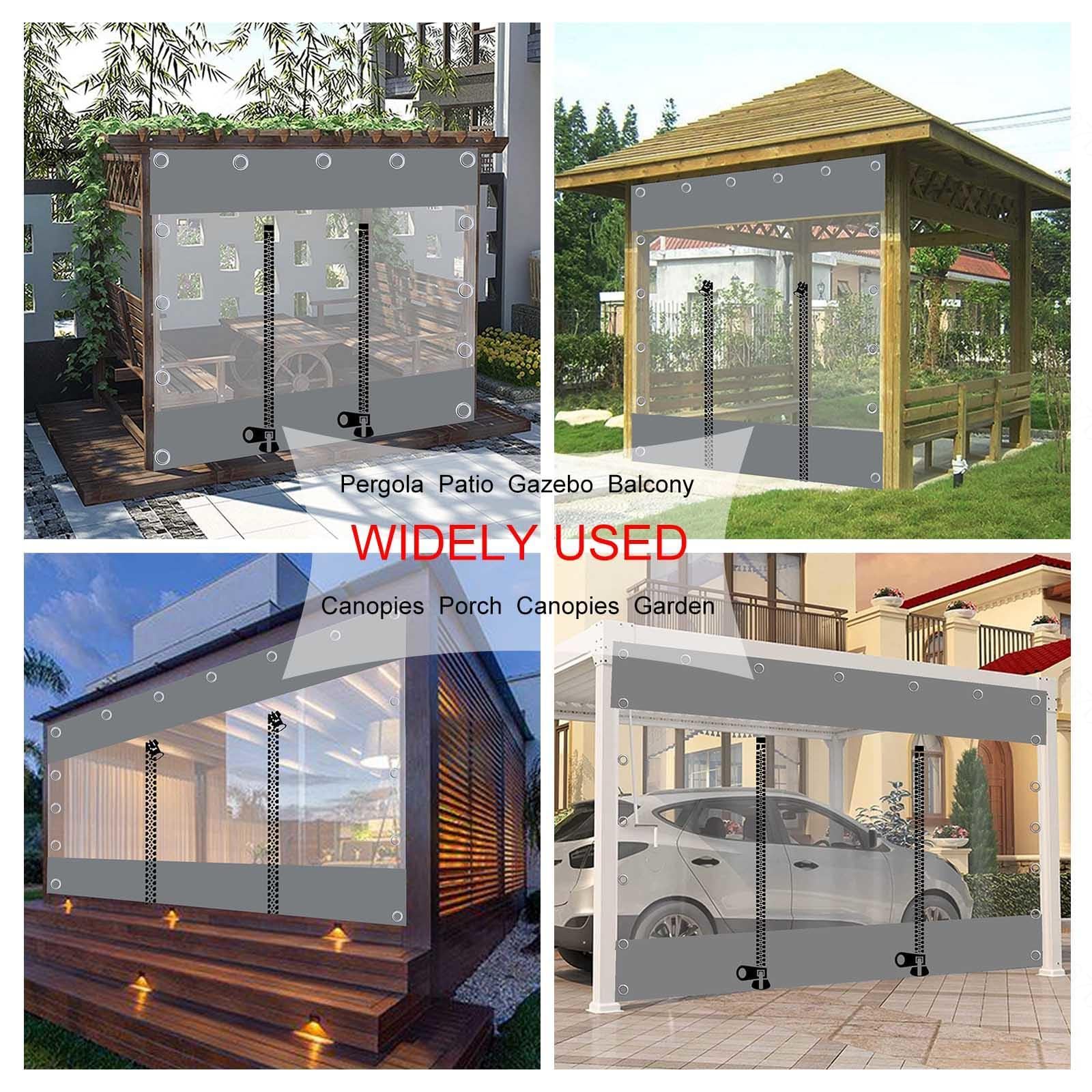Cortinas De Lona Transparente Impermeables - Protección Para Porche, Pérgola Y Patio