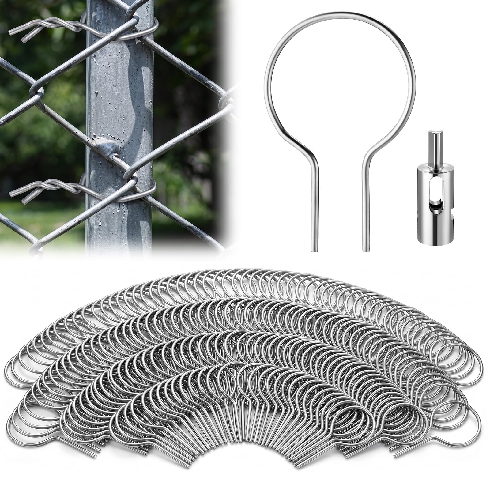 Hicarer 200 Stück 4,2 cm Außendurchmesser, vorgeformter verzinkter Stahl mit Bohrfutter, vorgeschnittenes Kettenglied-Zaunwerkzeug zur Befestigung von Kettengliedern, Bauernhöfen, Gärten, Rohren