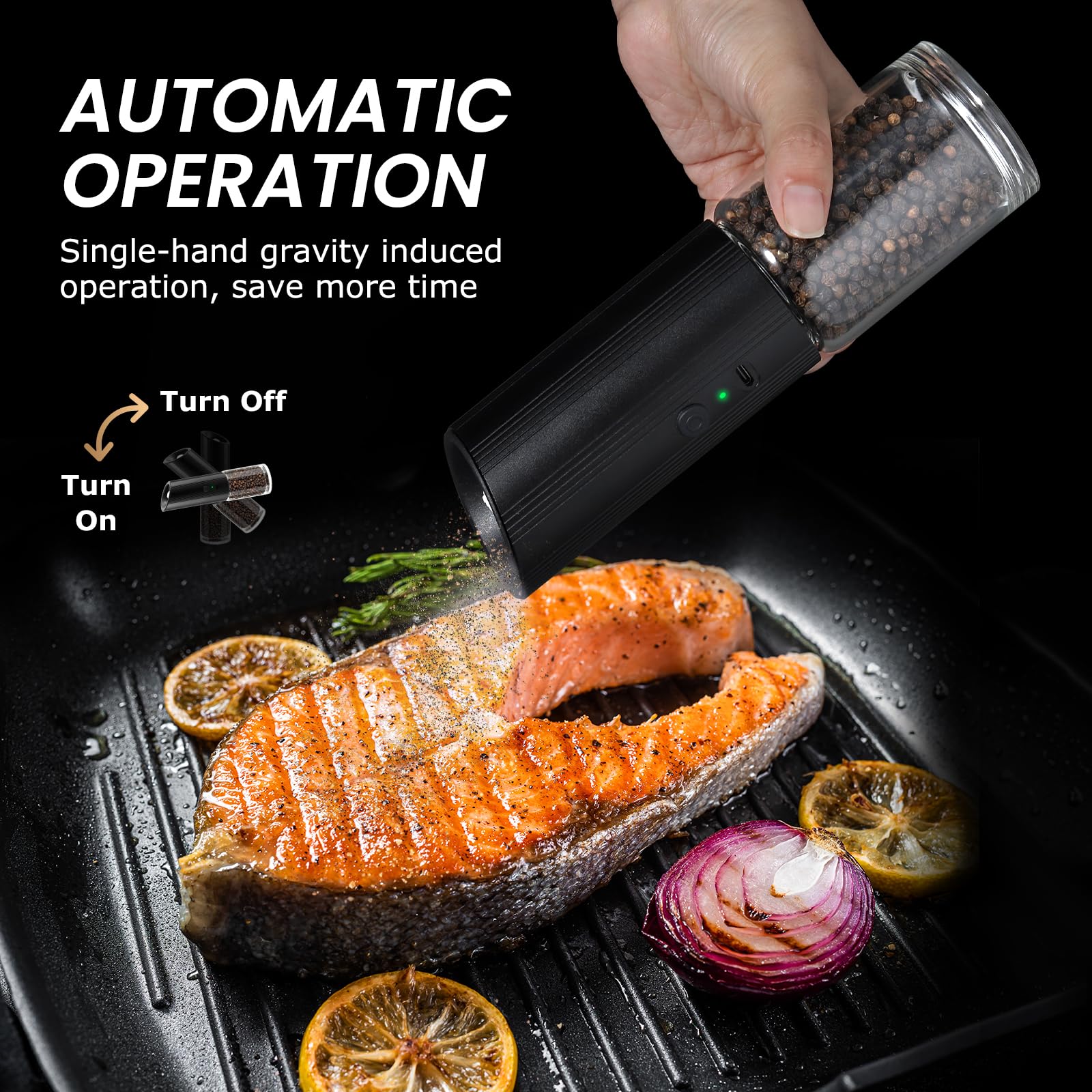 Vevok Chef Elektrisches Salz- und Pfeffermühlen-Set, USB-aufladbar mit