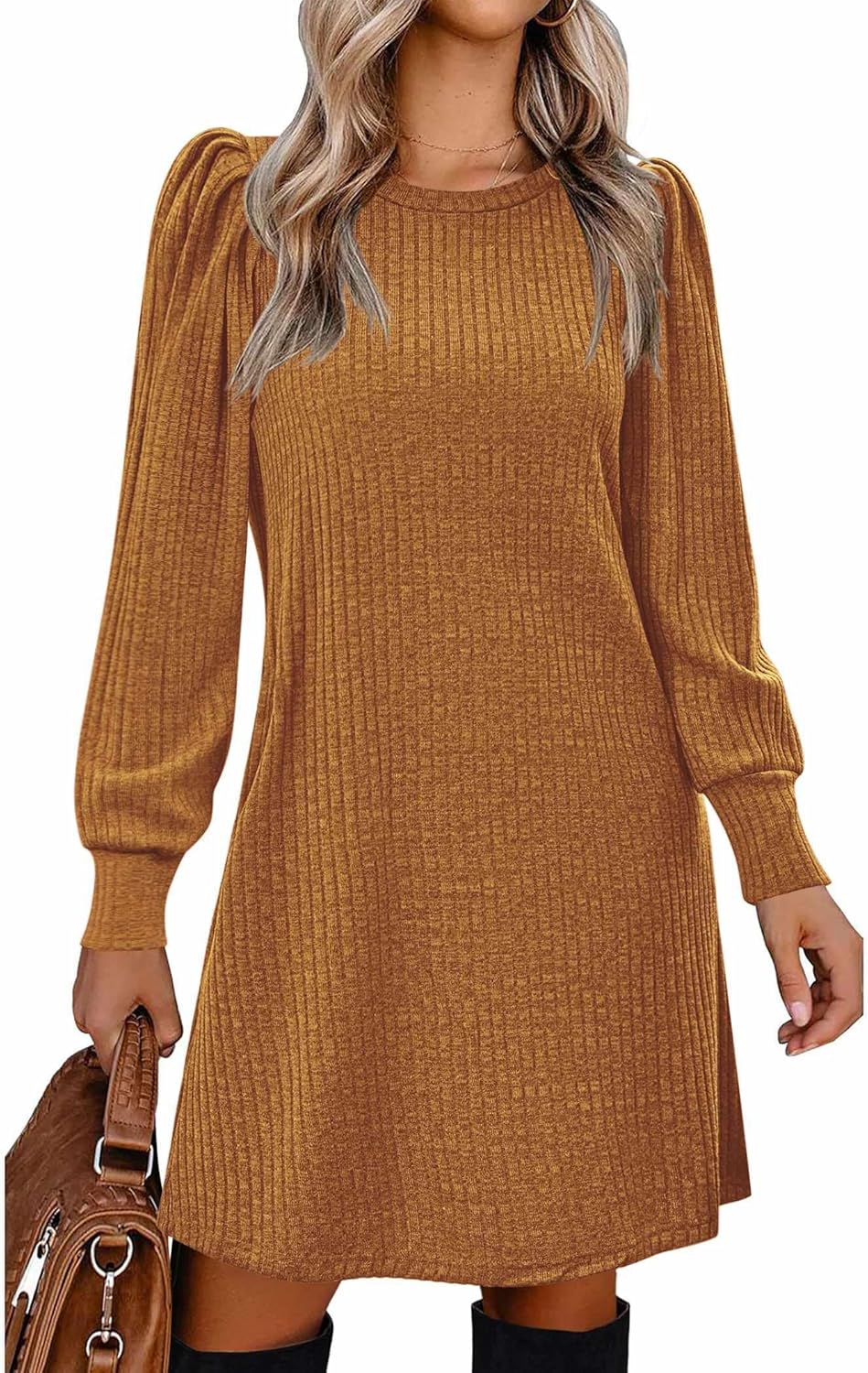 Zeagoo Women Fall Winter Dress Knitted Pullover Dresses