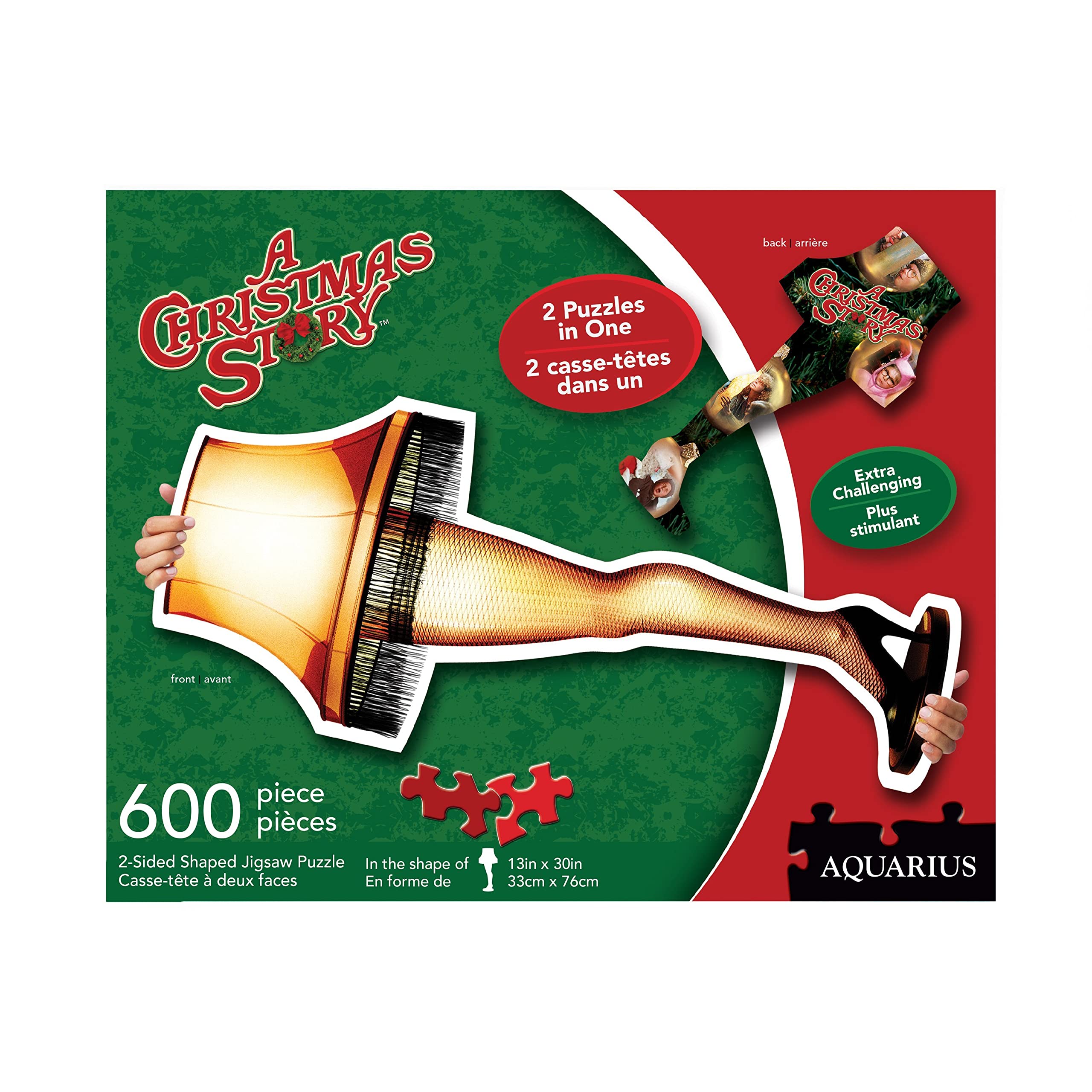 AQUARIUS A Christmas Story Puzzle (2-Sided Shaped 600 Piece Jigsaw Puzzle) - Glare Free - Precision Fit - Officially Licensed Merchandise & Collectibles - 13 x 30 Inches