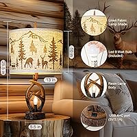 Vista 2 de Juego de 2 lámparas de mesa de cornamenta de ciervo para sala de estar con puertos USB, lámpara de noche rústica con luz nocturna para dormitorio