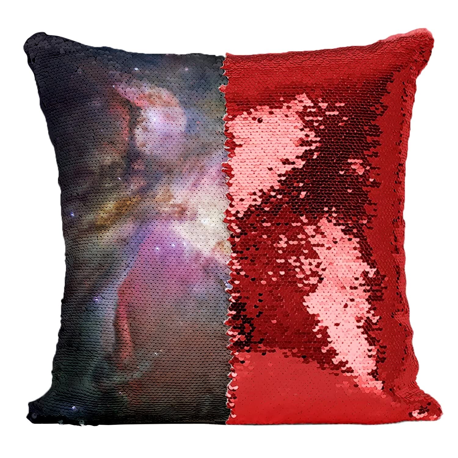 Coussin Housse Sequin Paillettes Rouge Nébuleuse d'Orion Espace