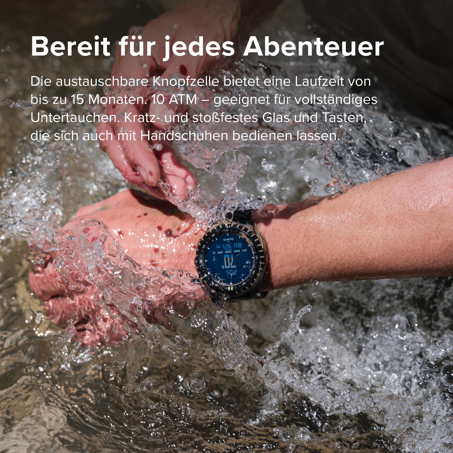SUUNTO Core 2 Outdoor-Uhr, 10 ATM wasserdicht, 15 Mon. Akku | Höhenmesser, Barometer, Kompass, Sturmwarnung, rot/grüne Hintergrundbeleuchtung, Schrittzähler, SUUNTO‑App, Schwarz