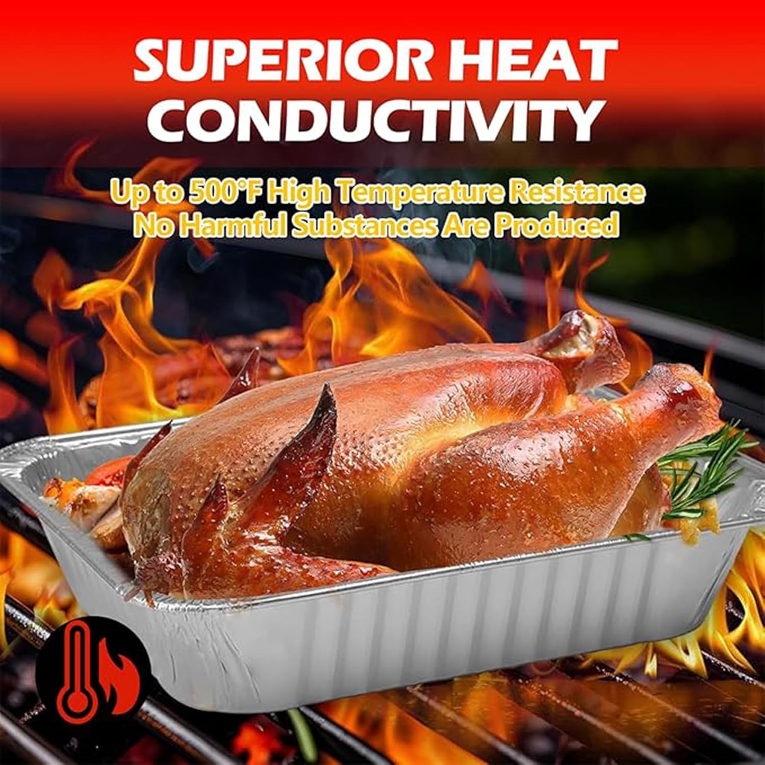 (50 Pack) Aluminum Pans Half Size, 9X13. Extra Heavy Duty Disposable foil Pans,Steam Table Tray，Heating, Storing, Prepping Roasting and Chafing