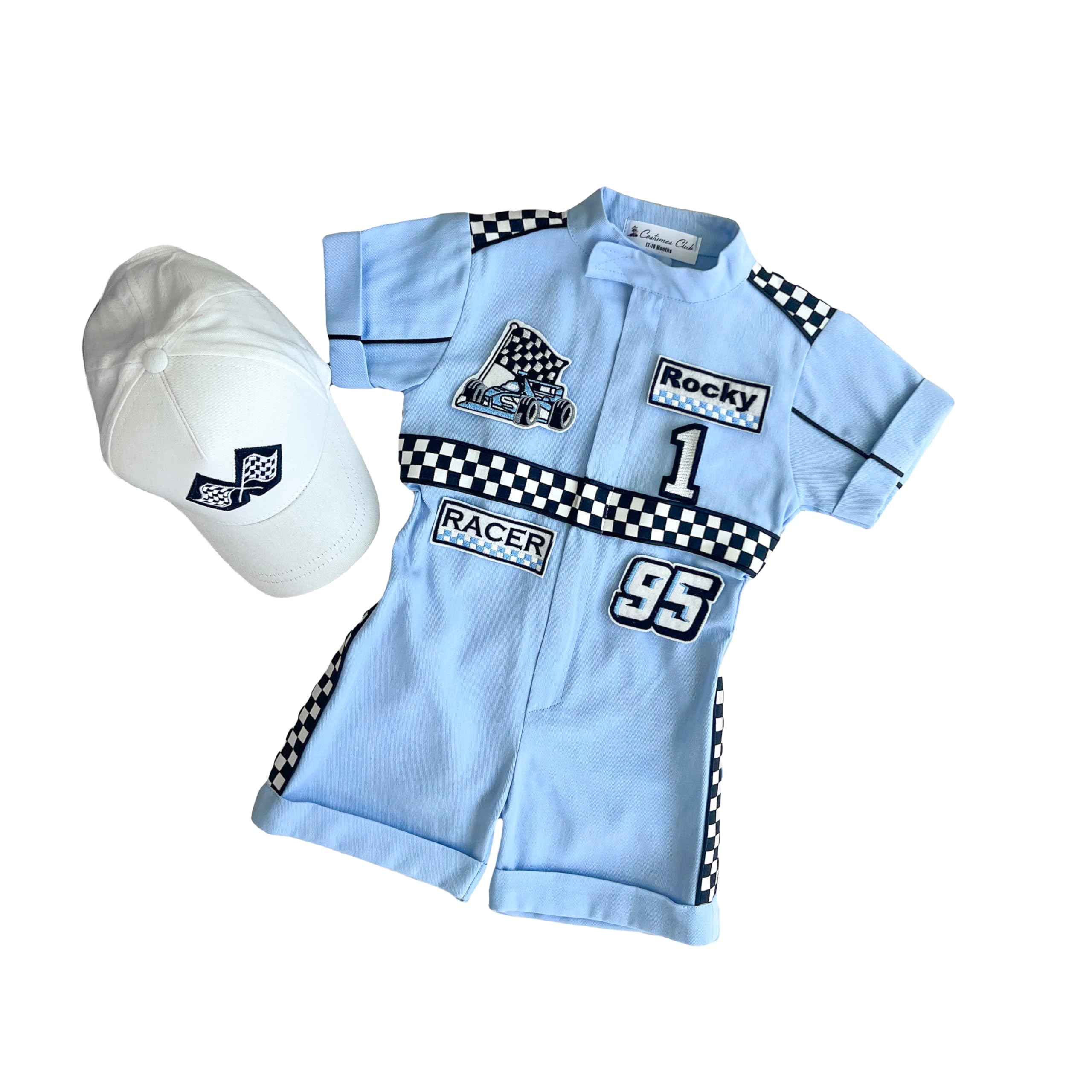 Costumes Club Personalized Handmade Race Car Driver Costume for Toddlers (5T, Pure Baby Blue) — image 1