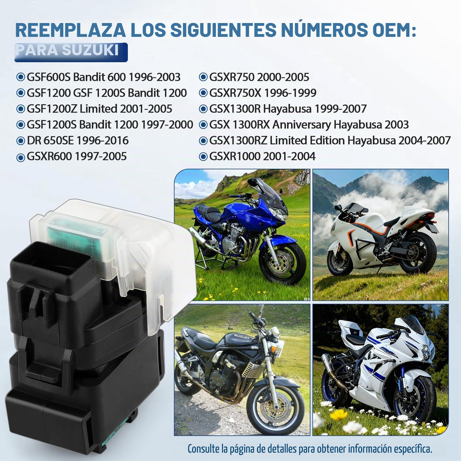 Relé De Arranque para Suziki GSF600S BANDIT 600 1996-2003 GSF1200 DR650 GSXR600 GSXR750 GSX1300R Hayabusa GSXR1000 LTZ400 QuadSport Triumph Street Triple 675/675 R 675 RX 1050
