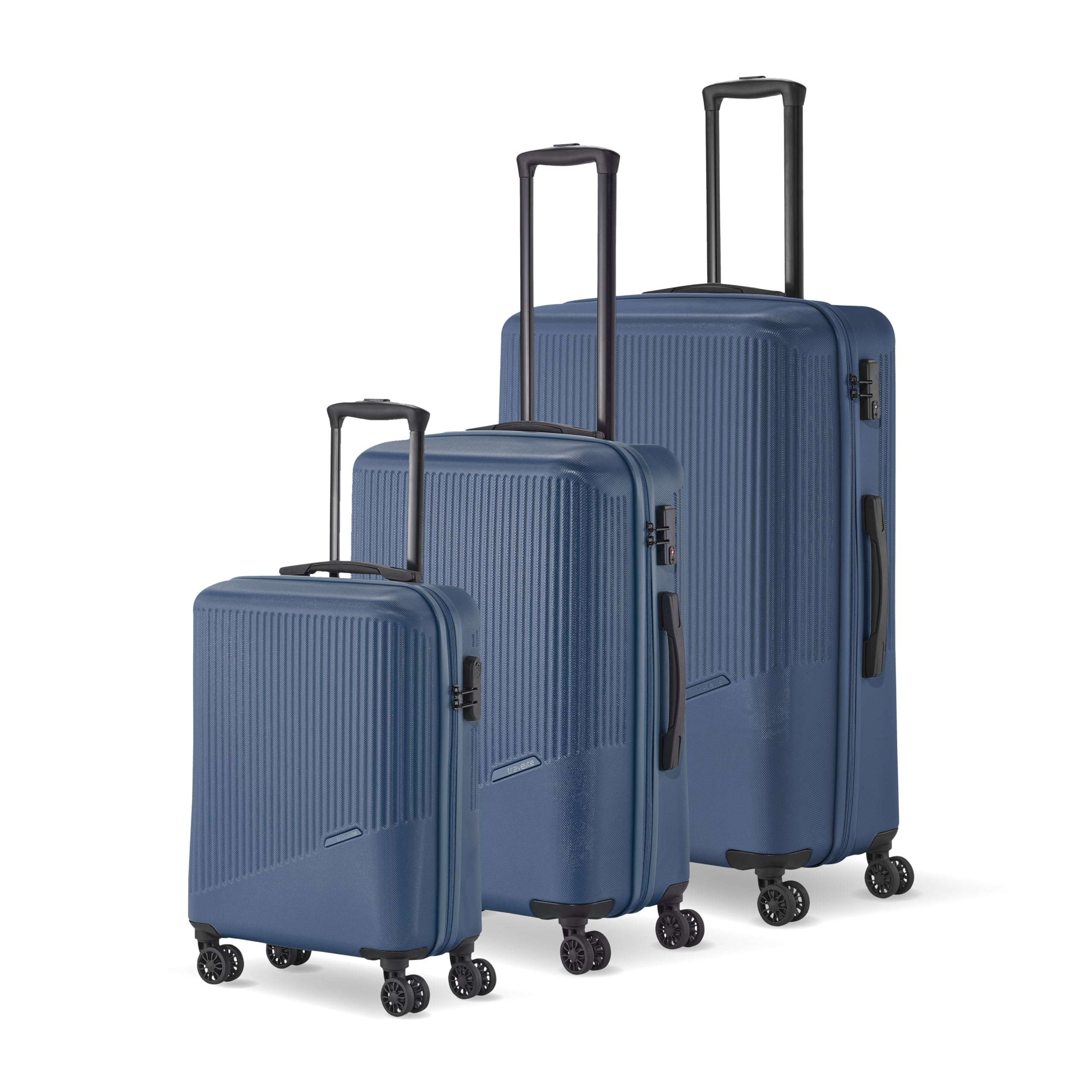 Travelite 4-Rad Koffer Set 3 teilig Größen L/M/S, Gepäck Serie Bali: ABS Hartschalen Trolleys mit TSA Kombinationsschloss (Handgepäck Koffer ohne TSA)