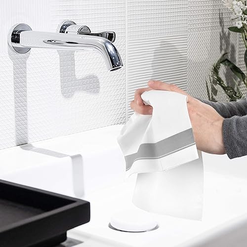 Miniatura 6 de Party Bargains Toallas desechables como tela, paquete de 200, 13 x 16 pulgadas, color blanco con estampado plateado, toallas de mano de papel suave,