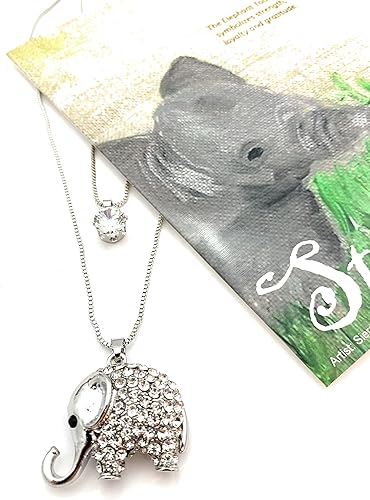 Miniatura 9 de Smiling Wisdom - Conjunto de regalo de collar y tarjeta de felicitación de elefante animal - Mujer - (Elefante de 2 hilos), Papel, aleación de zinc,