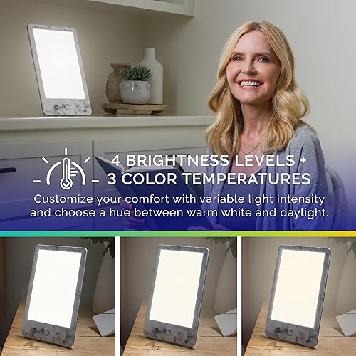 Miniatura 3 de Verilux HappyLight Luxe - Lámpara de terapia de luz con 10,000 lux, sin UV, luz LED blanca brillante con brillo ajustable, color, temporizador de