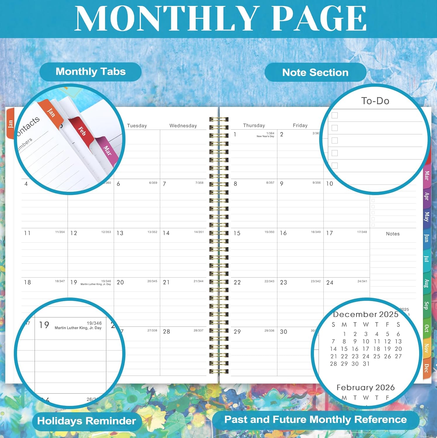 2026 Planner - 9" x 11", 2026 Planner Weekly & Monthly, JAN.2026 - DEC.2026, 2026 Calendar with Sturdy Cover, Premium Paper, Twin-wire Binding, Monthly Tabs - Image 3