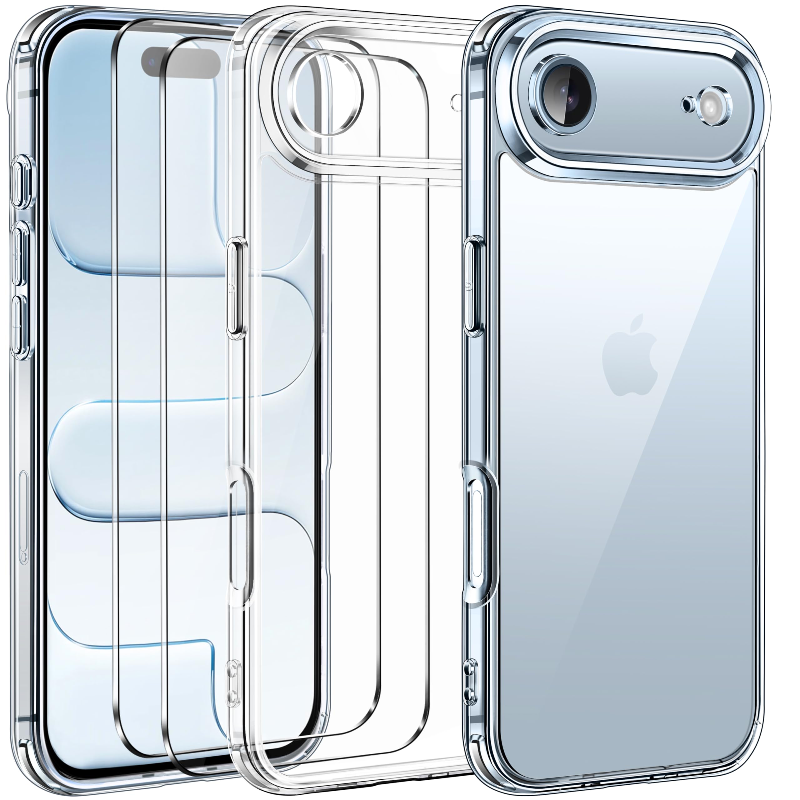 iVoler Anti Ingiallimento Chiaro Cover per iPhone 17 Air 6.5 Pollice con 2 Pezzi Pellicola Vetro Temperato, [Antiurto di Grado Militare] Custodia Trasparente Sottile Case