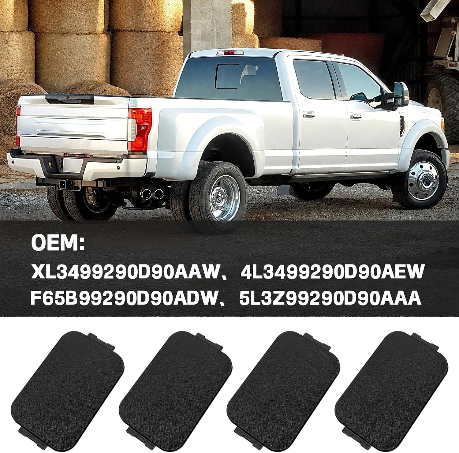 ZOKYUYS® Truck Bed Rail Cap Plastic Bedrail Insert Plug Box Stake Pocket Cover Fit for Ford F150 97-14, F250/F350/F450/F550 Super Duty 02-16, Replace 5L3Z-99290D90-AAA 5L3Z99290D90AAA 4PCS/Black