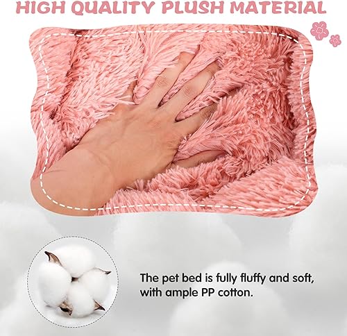 Miniatura 3 de Cama para gatos, cama lavable de 19.7 pulgadas con forma de dona rosa para gatos de interior y perros pequeños, cama redonda suave y bonita con