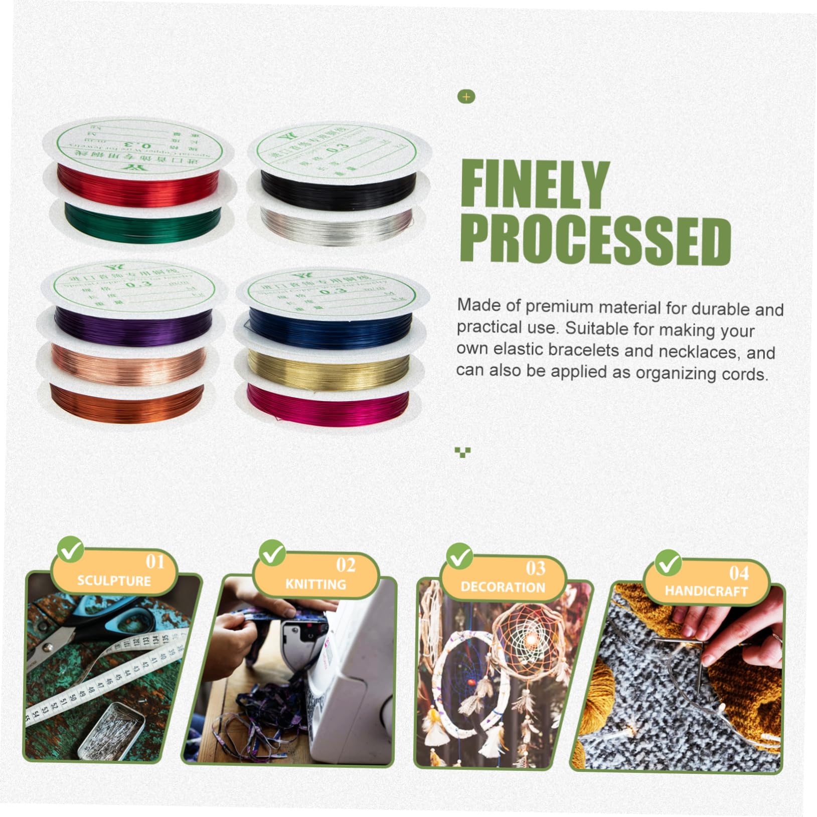 Housoutil 3 Set Filo Per Perline Rame Per Creazioni Fai Da Te Gioielli Decorazioni E Giardinaggio Misti 10 * 3