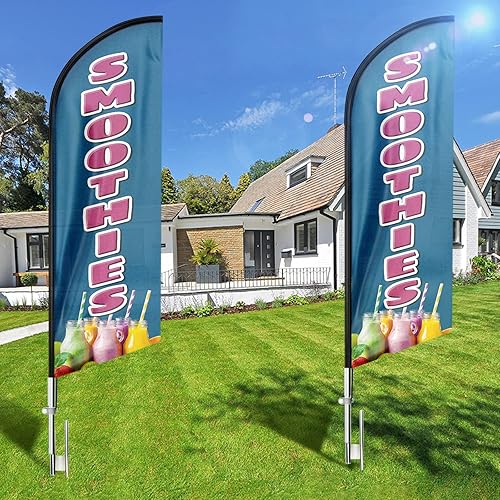 Miniatura 5 de Smoothies Swooper - Bandera de plumas para batidos, letrero publicitario de plumas para negocios de batidos, 8 pies