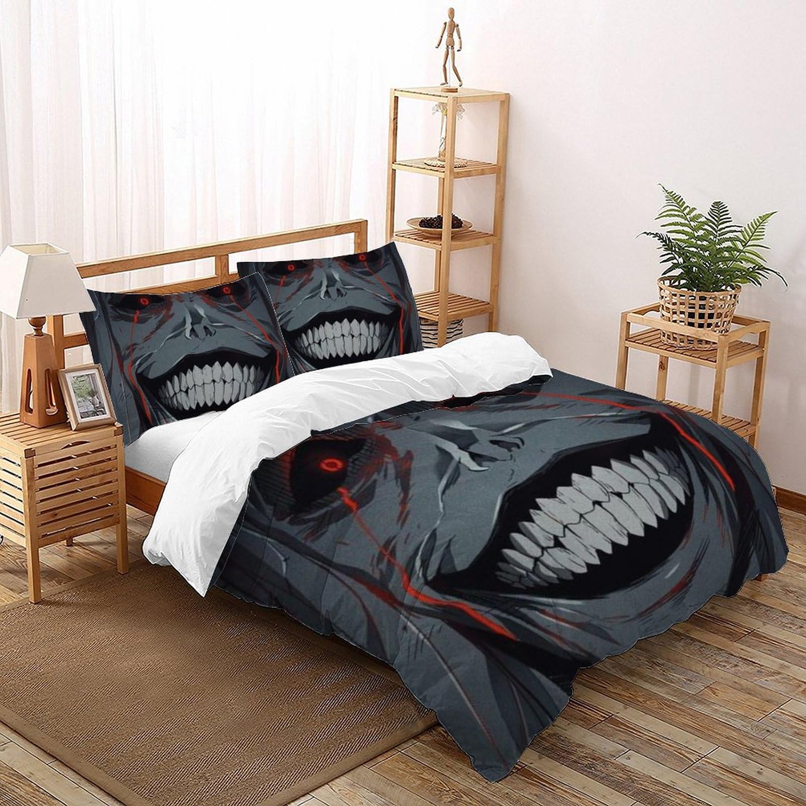 Housse de couette microfibre japonaise 3D anti-glisse lit King