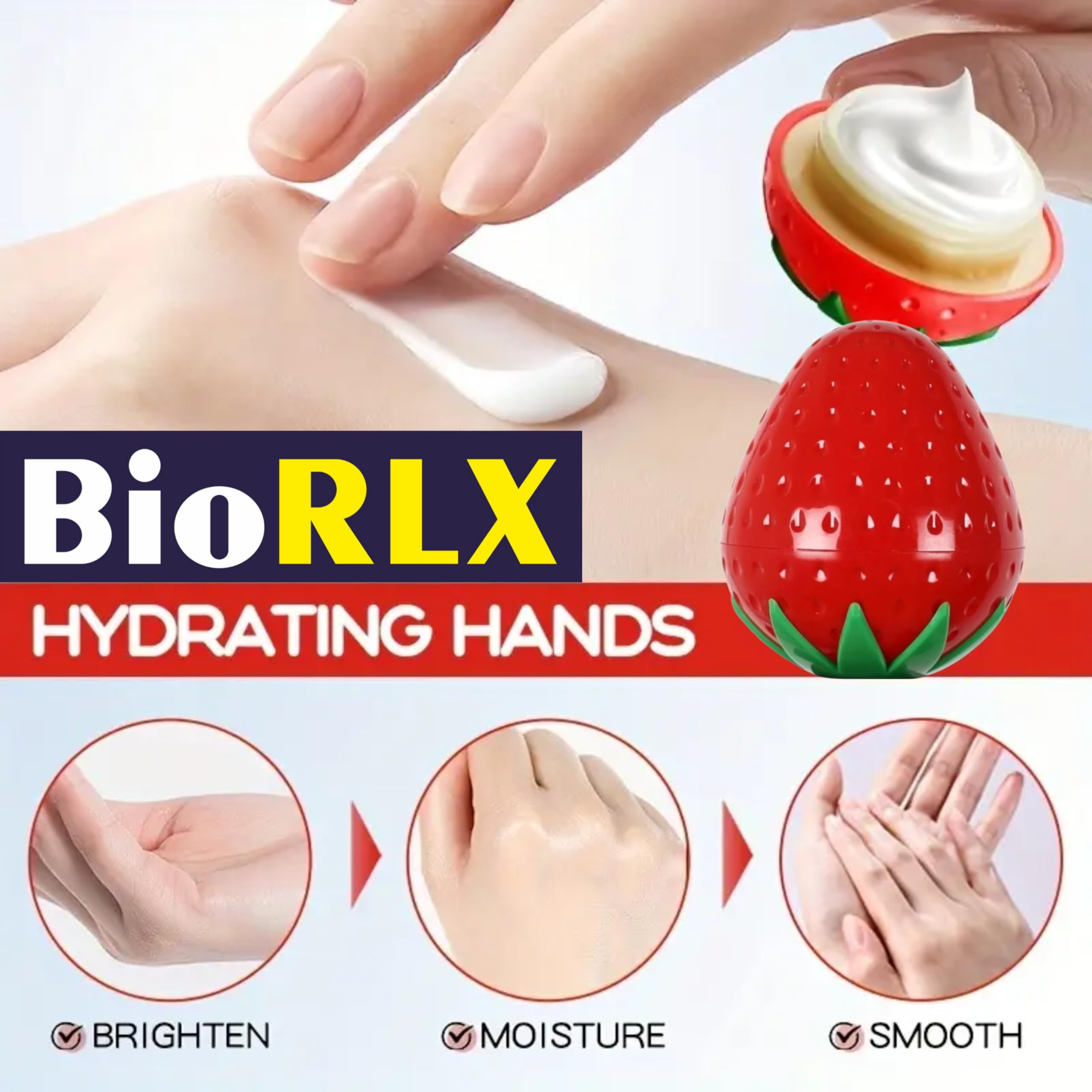 BioRLX Strawberry Milk Cream – Idratante mani idratante, leggero, idratante per mani e uomini, 30 g